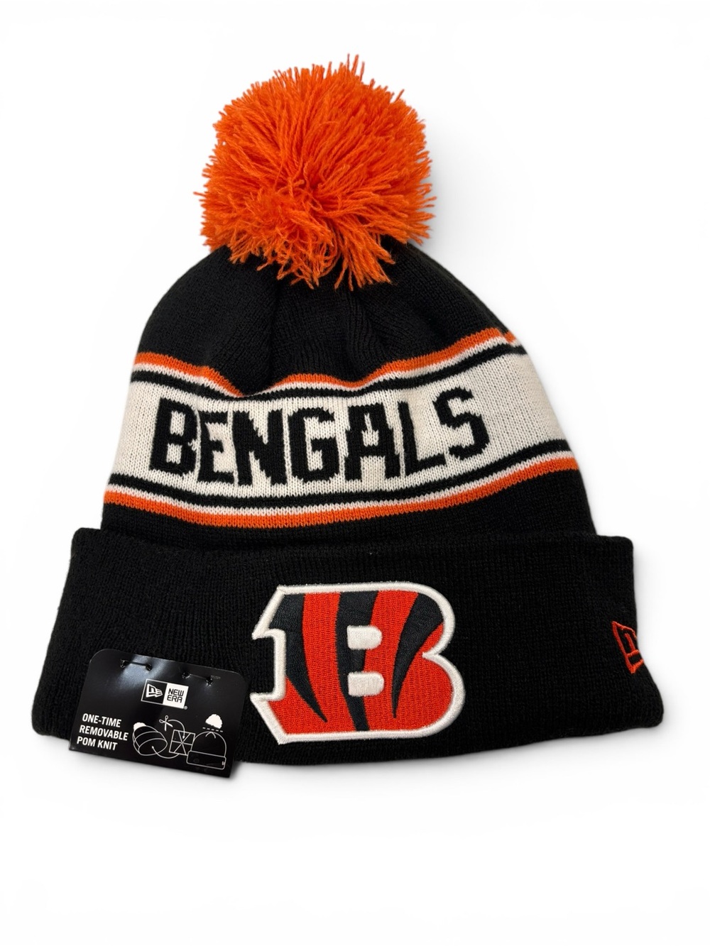 New Era Cincinnati Bengals Black & Orange Pom Knit Beanie